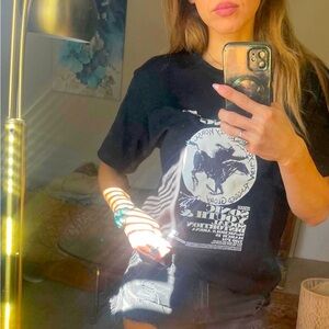 Neil young tshirt vintage Band oversiz distress people free yellowstone cowboy